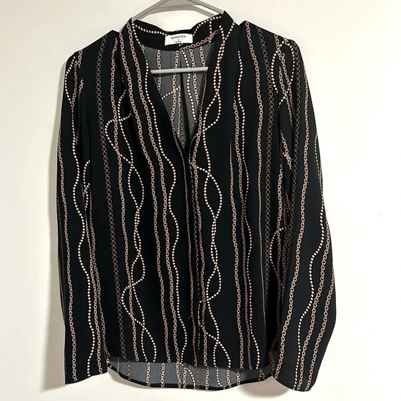 Aritzia BABATON power blouse in chain link rope print spring black gold neutral - Picture 1 of 6